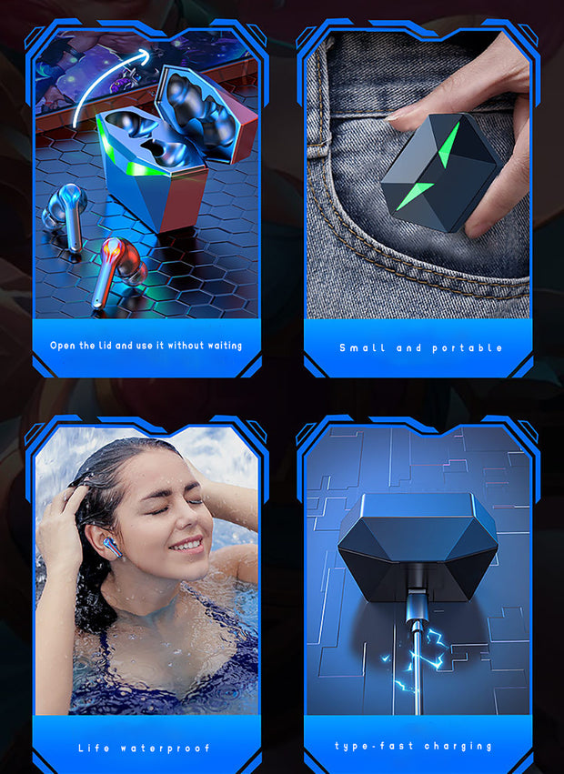 Bluetooth Earphone Wireless Headphones Active Noise Cancellation Deep Bass Stereo